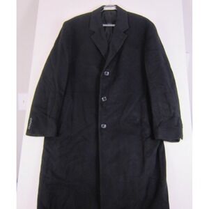 John W. Nordstrom Wool Cashmere Overcoat Mens 48L Black 3 Button Lined